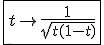 \fbox{t\to\frac{1}{sqrt{t(1-t)}}}